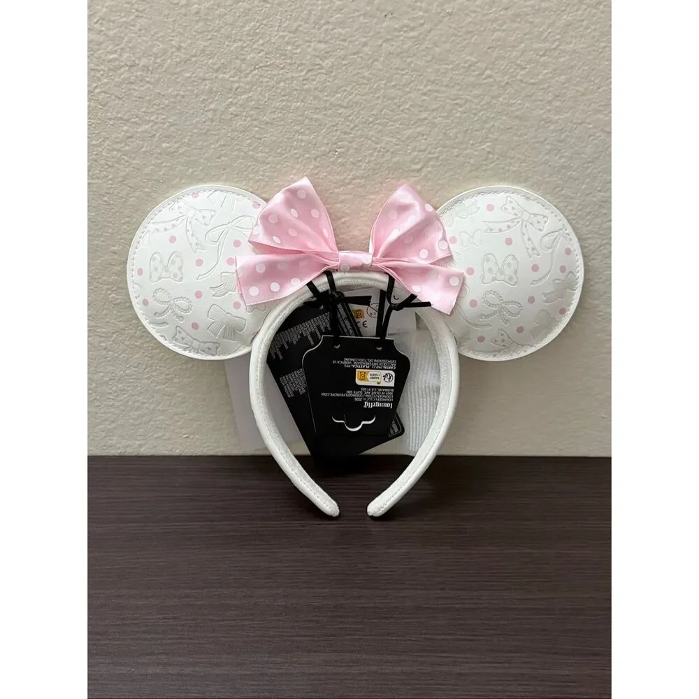 Loungefly Disney Minnie Mouse Polka Dot Bows White Ears Headband